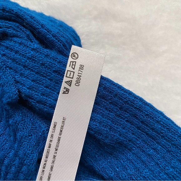 Free People Blue Lettuce Edge Waffle Knit High Neck Top - Picture 5 of 10